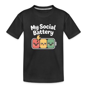 Social Battery Introvert Dead Battery Battery - Kids' Premium Organic T-Shirt - black - Front