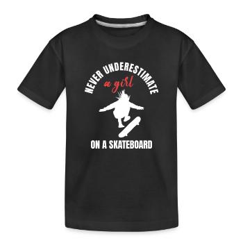 Ne sous-estimez jamais une fille patineuse - T-shirt bio Premium Enfant - noir - Devant