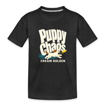 Puppy Chaos Cream Golden Retriever Dog Lover - Kids' Premium Organic T-Shirt - black - Front