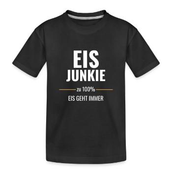 Eis Junkie zu 100% Eis geht immer - Kinder Premium Bio T-Shirt - Schwarz - Vorne