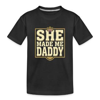 First Father's Day Gift for Girl, Dad - Kids' Premium Organic T-Shirt - black - Front