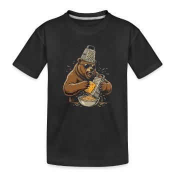 Ours avec des pâtes râpeuse au fromage - T-shirt bio Premium Enfant - noir - Devant