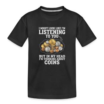 Dans ma tête, je pense à des pièces. - T-shirt bio Premium Enfant - noir - Devant