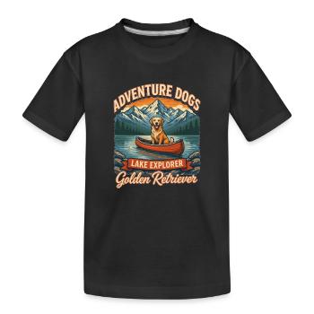 Chiens d’aventure - Golden Retriever Canoë Vintage - T-shirt bio Premium Enfant - noir - Devant