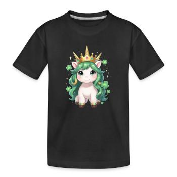 Licorne verte avec couronne pour la Saint-Patrick - T-shirt bio Premium Enfant - noir - Devant