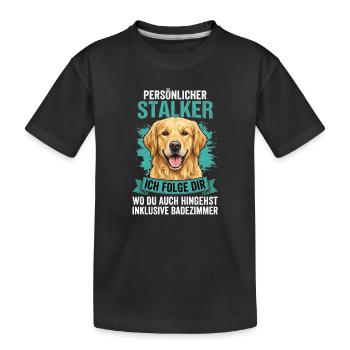 Golden Retriever Stalker - Kinder Premium Bio T-Shirt - Schwarz - Vorne