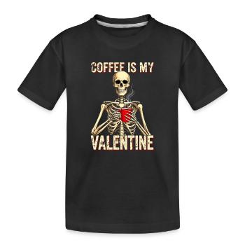 Le café est mon squelette de Saint-Valentin - T-shirt bio Premium Enfant - noir - Devant