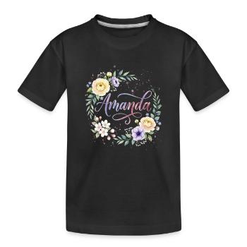 Amanda Blumenname Namensdesign - Kinder Premium Bio T-Shirt - Schwarz - Vorne