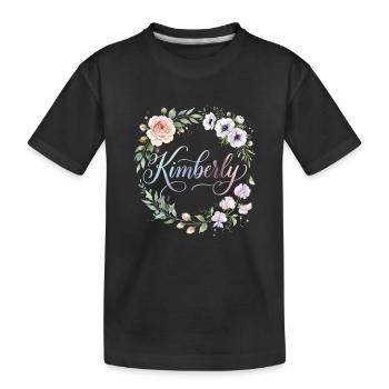 Kimberly Floral Script Monogram - Kinder Premium Bio T-Shirt - Schwarz - Vorne