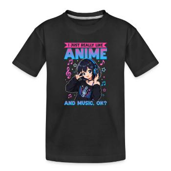 Anime et musique Chibi - T-shirt bio Premium Enfant - noir - Devant
