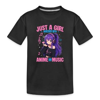 Anime et musique Chibi - T-shirt bio Premium Enfant - noir - Devant