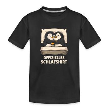 Offizielles Schlafshirt Pinguin - Kinder Premium Bio T-Shirt - Schwarz - Vorne