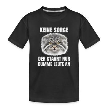 Pallas Katze Manul Cat Sarkasmus Katzen Meme Motiv - Kinder Premium Bio T-Shirt - Schwarz - Vorne