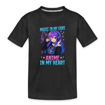 Anime et musique Chibi - T-shirt bio Premium Enfant - noir - Devant