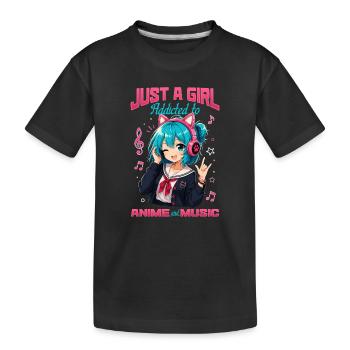 Anime et musique Chibi - T-shirt bio Premium Enfant - noir - Devant
