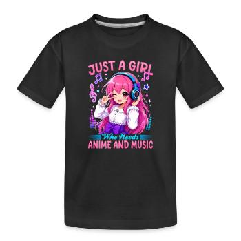 Anime et musique Chibi - T-shirt bio Premium Enfant - noir - Devant