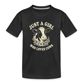 Juste une fille qui aime les vaches - T-shirt bio Premium Enfant - noir - Devant