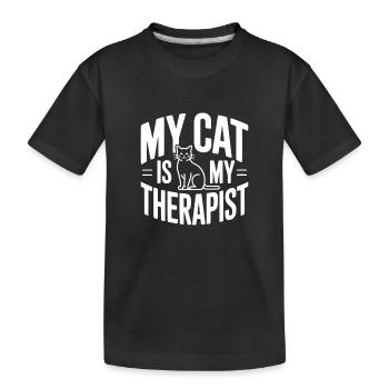 Mon chat est mon thérapeute - T-shirt bio Premium Enfant - noir - Devant