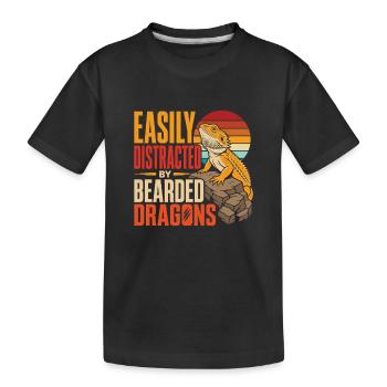 Facilement distrait par le plaisir des reptiles de dragons barbus - T-shirt bio Premium Enfant - noir - Devant