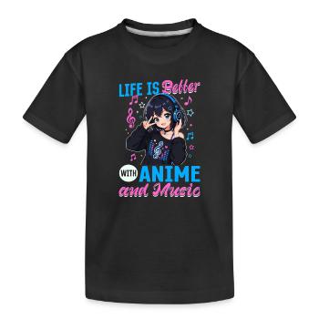 Anime et musique Chibi - T-shirt bio Premium Enfant - noir - Devant