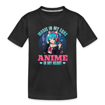 Anime et musique Chibi - T-shirt bio Premium Enfant - noir - Devant
