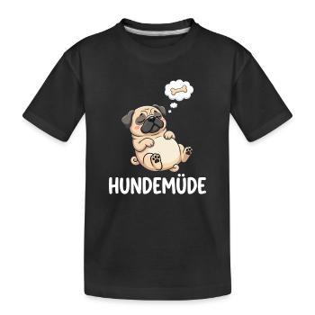 Hundemüde Traum-Pug Knochen - Kinder Premium Bio T-Shirt - Schwarz - Vorne