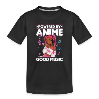 Anime and Music Chibi Black Girl - Kinder Premium Bio T-Shirt - Schwarz - Vorne