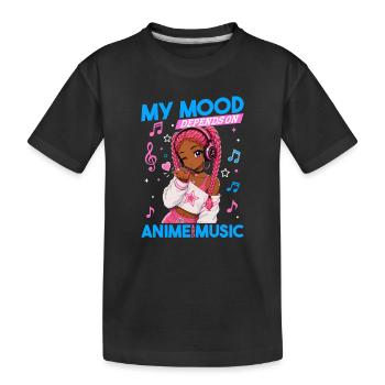 Anime and Music Chibi Black Girl - Kinder Premium Bio T-Shirt - Schwarz - Vorne