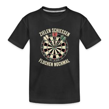 Zielen, Fluchen Dart - Kinder Premium Bio T-Shirt - Schwarz - Vorne