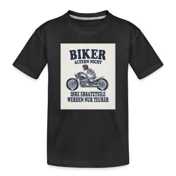 Biker altern nicht Ersatzteile werden teurer - Kinder Premium Bio T-Shirt - Schwarz - Vorne