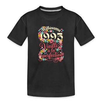 Millésime 1995 Anniversaire Femme Fleurs - T-shirt bio Premium Enfant - noir - Devant