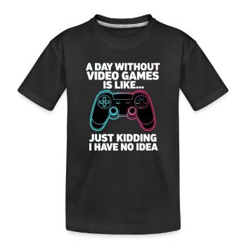 Une journée sans jeux vidéo - T-shirt bio Premium Enfant - noir - Devant