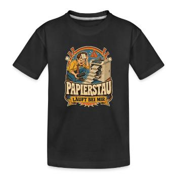 Papierstau – läuft bei mir (lustig Büro) - Kinder Premium Bio T-Shirt - Schwarz - Vorne
