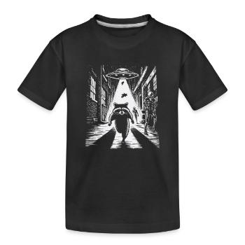 Fusée des Gardiens du raton laveur OVNI sous un lampadaire - T-shirt bio Premium Enfant - noir - Devant