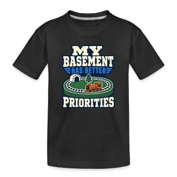 Model railway layout, - Kids' Premium Organic T-Shirt - black - Front