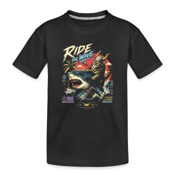 Rider of the Tide Cat - Kids' Premium Organic T-Shirt - black - Front
