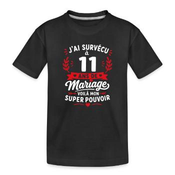 Survécu 11 ans de mariage - T-shirt bio Premium Enfant - noir - Devant