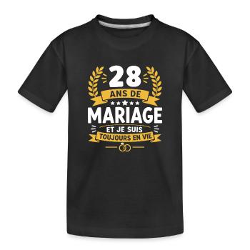 28 Ans de Mariage Toujours en Vie - T-shirt bio Premium Enfant - noir - Devant