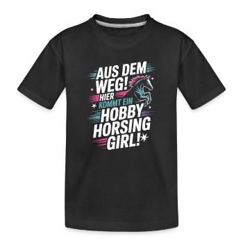 Hobby Horsing Girl Steckenpferd Pony Reiten Pferde - Kinder Premium Bio T-Shirt - Schwarz - Vorne