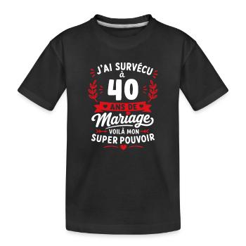 Survivant du mariage à 40 ans - T-shirt bio Premium Enfant - noir - Devant