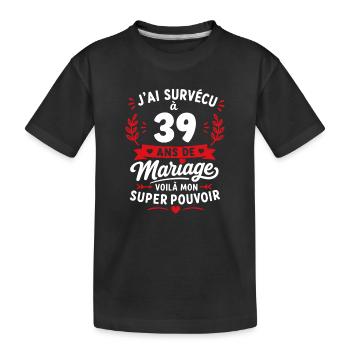 Survivre à 39 ans de mariage - T-shirt bio Premium Enfant - noir - Devant
