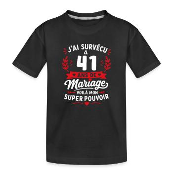 41 ans de mariage: super pouvoir - T-shirt bio Premium Enfant - noir - Devant
