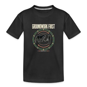 Diagramme de l’enclos du premier tour du travail de préparation de l’entraîneur cheval - T-shirt bio Premium Enfant - noir - Devant