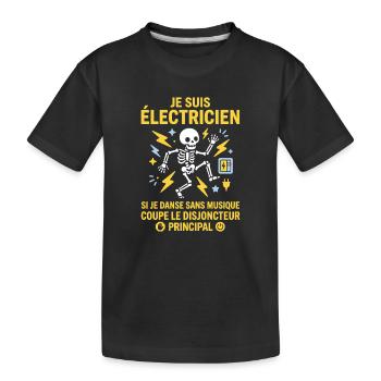 Squelette Électricien Danse Sans Musique - T-shirt bio Premium Enfant - noir - Devant