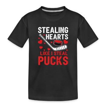 Voler des cœurs comme des palets - T-shirt bio Premium Enfant - noir - Devant