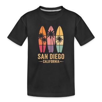 Surfer Palm Trees Retro San Diego - T-shirt bio Premium Enfant - noir - Devant