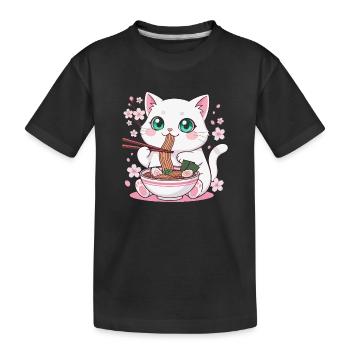 Ramen Chaton Nouilles - T-shirt bio Premium Enfant - noir - Devant