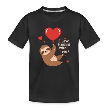 Motif de Singe câlin en Ballon Cœur - T-shirt bio Premium Enfant - noir - Devant