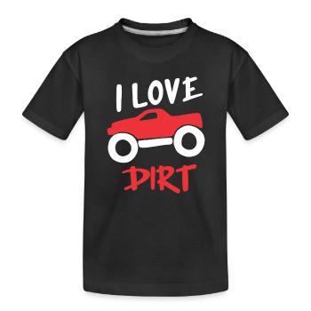 J’adore le design de camions tout-terrain en terre - T-shirt bio Premium Enfant - noir - Devant