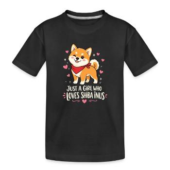 Girl Loves Shiba Inus Doge Kawaii Mom - Kids' Premium Organic T-Shirt - black - Front